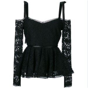 ALEXIS Long Sleeve Lace Peplum Top